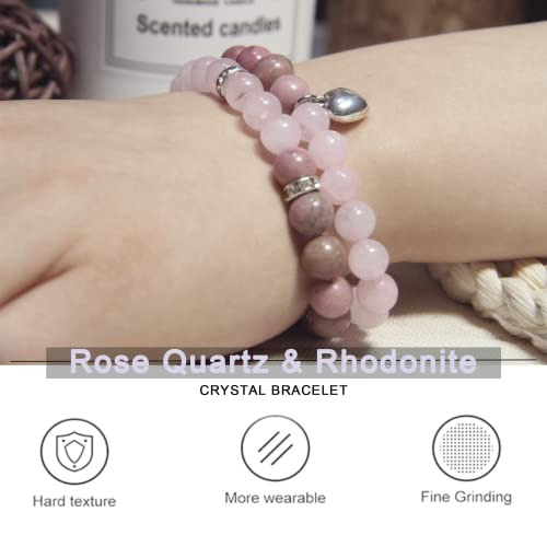 2Pcs Healing Crystal Bracelets for Women Handmade Beaded Bracelet Healing Prayers Crystal 8mm Natural Stone Beads Bracelet Stress Relief Get Well Soon Gifts2