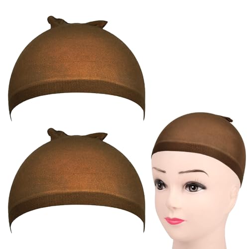 GeekerChip Redecilla Pelo,2 Piezas Redecilla Pelo para Peluca,Gorros de Pelucas,Casquillos de Nylon para Pelucas,Casquillos de Nylon Elástico y Transpirable para Mujeres y Hombres,Marrón