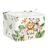 🐵 Caisse Rangement Safari - Avec les animaux de la forêt préférés des enfants, girafe, koala, singe, zèbre etc, laissez les enfants profiter de la joie du zoo à la maison, dans le monde animal merveilleux, bon choix pour la décoration de votre chambre d'enfant