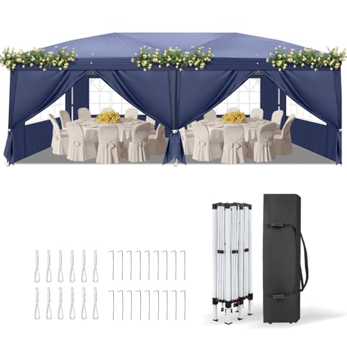 VINGLI 10x20 ft Pop Up Canopy Tent with 6 Sidewalls, Outdoor...