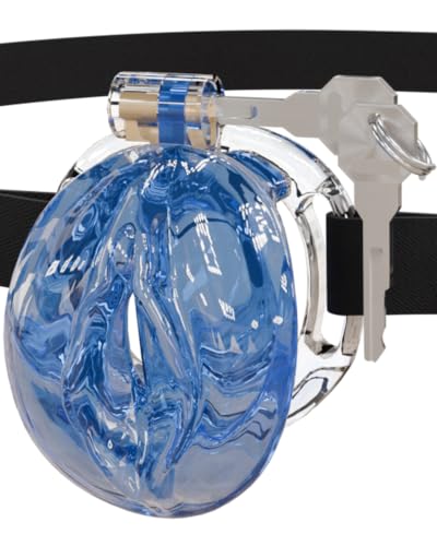 Image of Flat Chastity Cage Sissy Silicone Soft Realistic Vagina (See-Through Blue)