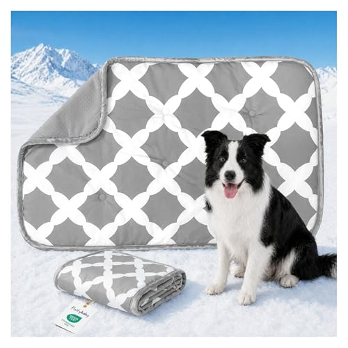 Dog Cooling Mat for Large Dogs & Cats, Soft Breathable Cooling Pad for Dog Bed, 35"x28" Self Cooling Crate Mat for Dogs, No Gel Washable Non-Slip Pet Cooling Mat Indoor Outdoor, Grey Grey 35