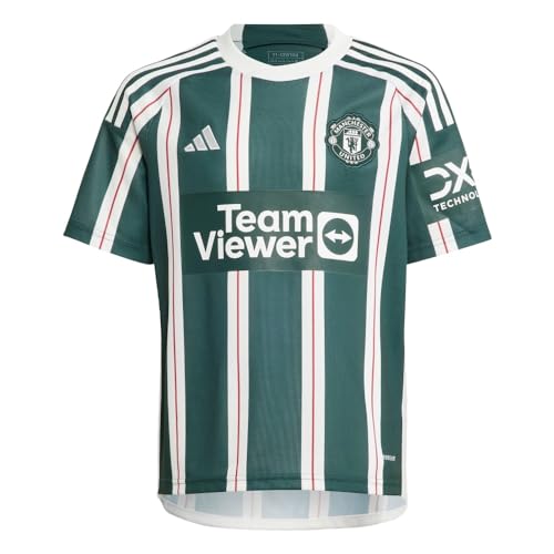 adidas Manchester United 23/24 Youth Away Jersey - Classic Design with Moisture-Absorbing Technology, Breathable Mesh Panels, and Sustainable Materials (Medium)