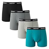INNERSY Men's Mesh Boxer Briefs Cooling Breathable Sports Underwear W/Fly 4-Pack(Anthracite/Deep Lake/Charcoal Gray/Dove,Medium)