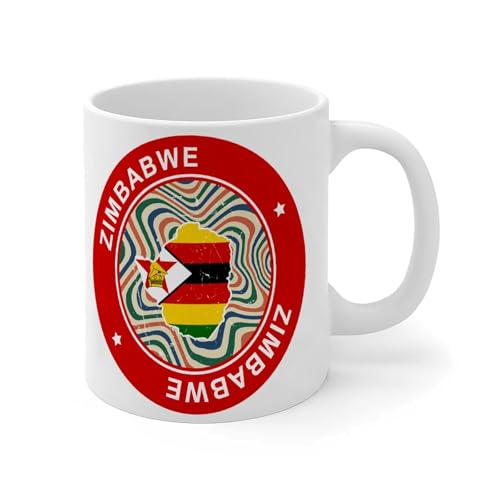 Mug Zimbabwe 325 ml avec drapeau du monde mondial - Tasse à café personnalisée pour maman, sœur, meilleure amie - Céramique blanche