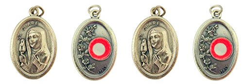 Lot of 4 Saint St Clare 1 Inch Silver Tone Medal with 3rd Class Cloth Relic