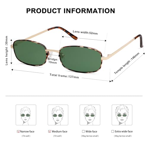 Image of SOJOS Trendy Rectangle Sunglasses Womens Mens, Retro 80s 90s Y2k Chic Narrow Thin Skinny Sunnies SJ1187 | Retro 80s 90s 2000s Chic Narrow Thin Skinny Frame UV400 Protection Lenses