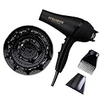 Curlsmith Defrizzion Hair Dryer - for Curly Hair w/Extra Large 8" Diffuser for Fast Drying, 2 Speeds, 3 Heat Settings, Sustained Cool Setting with Minimal Heat Impact