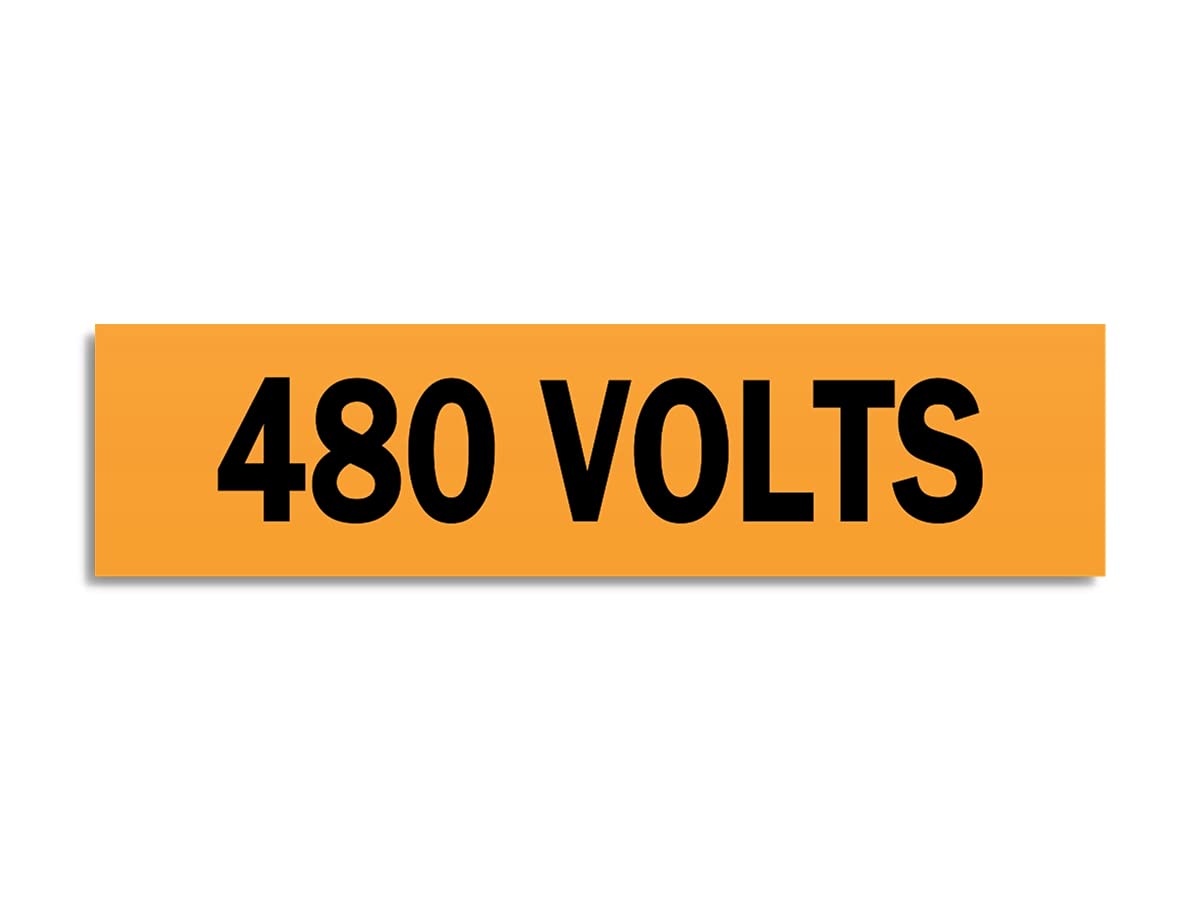 480 Volts 4 X 1 Conduit Safety Identification Decal - Electrical Conduit and Pipe Identification Label (25)