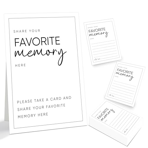 30 Pcs Share a Memory Card and 1 Standing Sign, Celebration of Life Ideas, Memory Signs for Funeral, Memorial Service, Graduation, Wedding, Bridal Shower, Birthday Party, Anniversary, Going Away Party