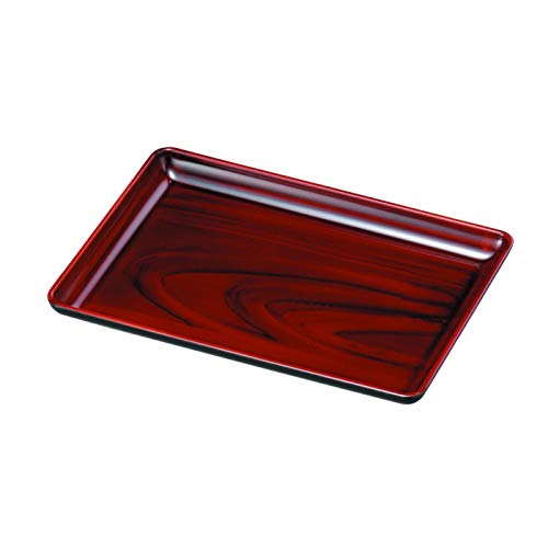 山家漆器店 卓上小長盆 7寸 21cm 杢目 木目 お盆 トレー トレイ tray 茶 ブラウン 名刺盆 切手盆 紀州漆器