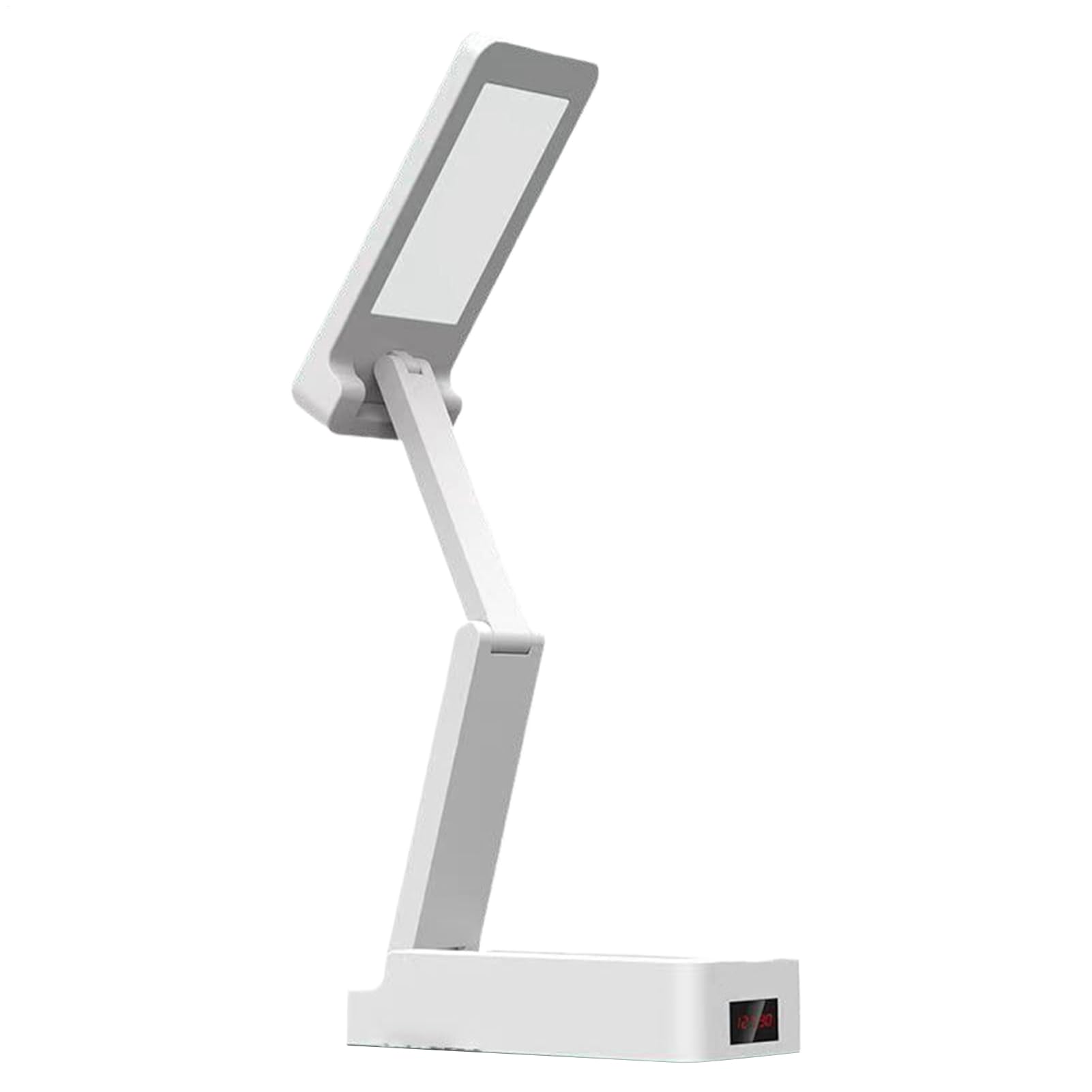 Ahuuen Bedside Lamp | Small Folding Table Lamp Desk Light | with Built-in Clock, Rechargeable, for Bedroom and Outdoor