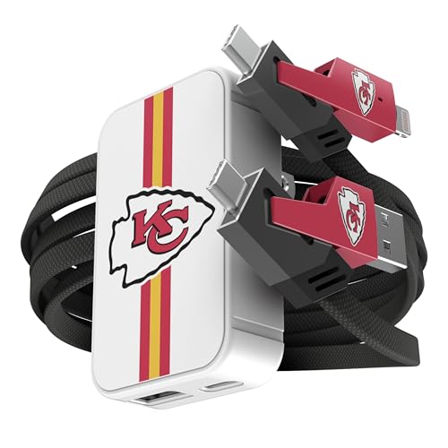 SOAR NFL Slim Wall Charger and 4 in 1 Multi Charging Cable, Kansas City Chiefs