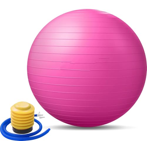 SURPZON Pelota de ejercicio de embarazo para estabilidad, yoga, gimnasio, pilates y equilibrio, pelota de pilates con bomba de pie rápida, antideslizante