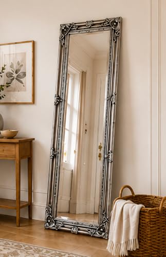 DOWNTON INTERIORS UK Tall Antique Silver Full Length Dressing Wall Mirror