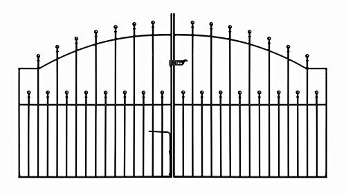 Manor Arched Ball Top Driveway Gates 3353mm (11ft) GAP x 1220mm High wrought iron dual swing metal gate MAZP22