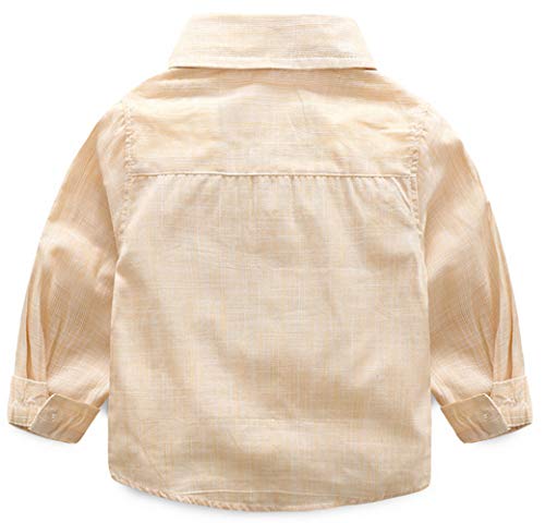 Toddler Dress Suit Baby Boys Clothes Sets Bowtie Shirts + Suspenders Pants 3pcs Gentleman Outfits Suits 6 Month - 6 Years (Beige-1 5T) - Thumbnail 2