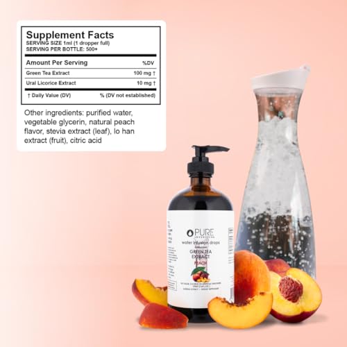 Image of Pure Inventions Water Enhancer Drops - Refreshing and Delicious - Antioxidants, Electrolytes - No Sugar, Calories, or Artificial Sweeteners - Green Tea Peach (500 Servings)