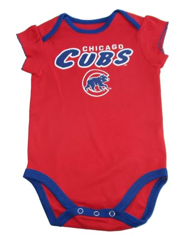 VF Chicago Cubs Girl's Team Logo Infant Creeper Bodysuit - Team Colors (Red, 3-6 Months, Chicago Cubs)