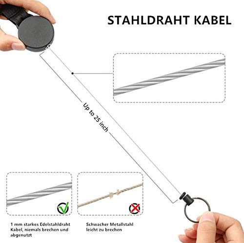 Voarge Retractable Card Holder ID Card Holder ID Holder Retractable Key Chain Key Zipper Strong Card Holder for Trousers Multitool Carabiner Hook - Image 3