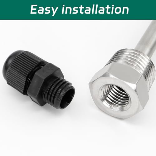 BEASAFY 2 Stück Tauchhülse G1/2 Zoll, 304 Edelstahl Tauchhülse, Tauchhülsen Temperaturfühler, Gewinde für Temperatursensor, Tauchschutzrohre für Thermoelemente (200mm)