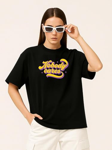 Image of Women's Printed Oversized T-Shirt with Half Sleeves and Round Neck, Soft Spun Fabric for Casual Wear (Size - S-2XL)