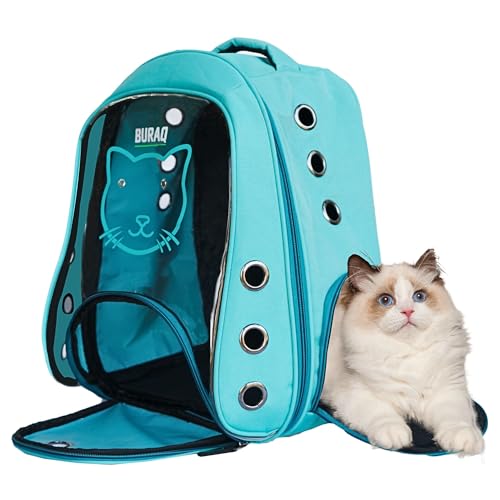 Buraq Cat Carrier Backpack for Travel, Stylish Pet Bag for Cats, Kittens, Small Dogs, Rabbits & Birds, Ventilated, Portable Cat Travel Bag & Dog Carrier (Sea Green) Buraq Cat Carrier Backpack for Travel, Stylish Pet Bag for Cats, Kittens, Small Dogs, Rabbits & Birds, Ventilated, Portable Cat Travel Bag & Dog Carrier (Sea Green)