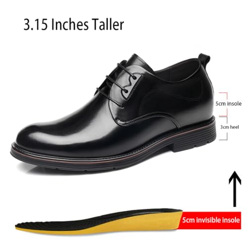 Men's 3.15'' Taller Invisible Altura Crescente Elevador Oxford Couro Moda Sapatos de Negócios Low