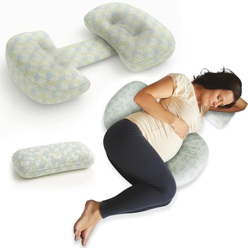 Tarleys Cojin Embarazada - Almohada Embarazada con Soporte para la Espalda - Caderas - Piernas y Vientre - Almohada para Dormir de Lado - Cojin Lactancia Multifuncional - Desmontable y Ajustable.