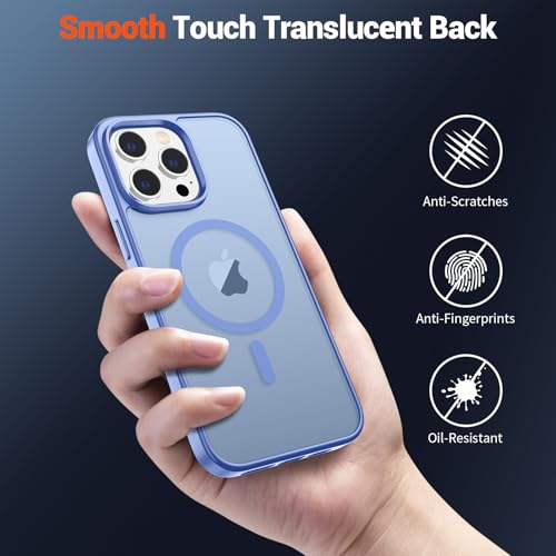 Image of SUPFINE Magnetic for iPhone 15 Pro Case (Compatible with MagSafe) (Military Grade Drop Protection) Translucent Matte Shockproof with Anti-Fingerprint Phone Case,Blue Purple