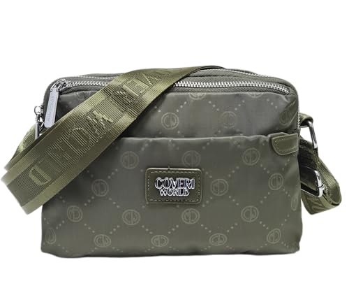 COVERI COLLECTION Bolso bandolera de nailon, disponible en varios colores, dimensiones 25 x 8 x 16 cm, diseño elegante con logotipo, múltiples bolsillos con cremallera, ideal para uso diario ART 1399