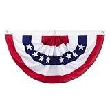 Outdoor USA Bunting Flags 1PCS 2x4 FT American Pleated Fan Flags, 4th of July Patriotic Bunting Flags,Outside Veteran's Day, Independence Day, Memorial Day Decorations, 250th Anniversary