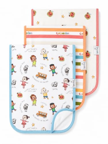 Image of Copper Pearl Baby Burp Cloth Large 21''x10'' Size Premium Absorbent Triple Layer 3-Pack Gift Set CoComelon Friends