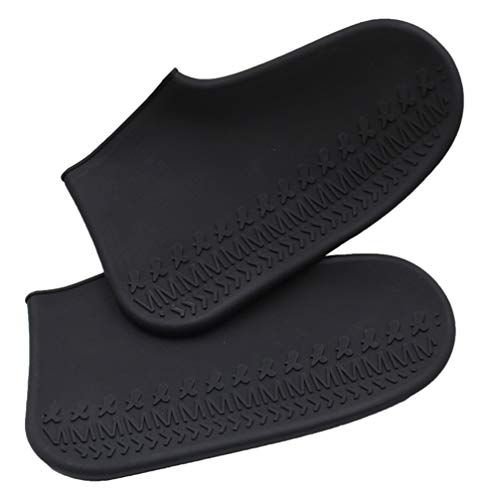 Cubiertas para zapatos impermeables antideslizantes de silicona VOSAREA, unisex, tamaño M, color negro miniatura 1