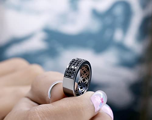 Dazzlingrock Collection Round Black Diamond Filigree Men's Wedding Band (1.25 Ctw, Color Black, Clarity Opaque) In Black Plated 925 Sterling Silver Size 10 #TOP2