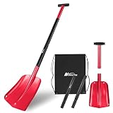 43" Aluminum Snow Shovel for Car Trunk Emergency, 4 Sections Collapsible Design Garden/Sport Utility