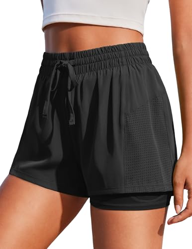 PINSPARK Women's Plus Size Running Shorts 5