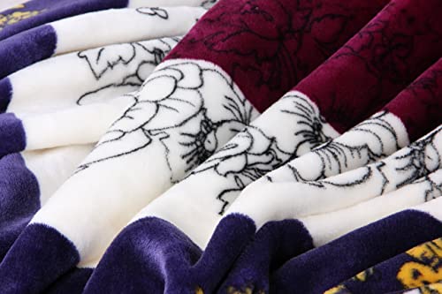 Dada Bedding Bohemian Carnations Silky Soft Cozy Warm Plush Luxe Flannel Faux Mink Fleece Throw Blanket - Bright Vibrant Solid Striped Floral Colorful Burgundy Navy Yellow White - 66" X 90" #TOP3