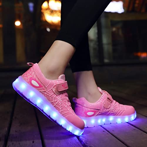 Kids Led Light Up Shoes Flash Sneakers with Spider Upper USB Charge Luminous Trainers for Boys Girls Toddles4