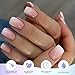 OAUEE Semi Cured Gel Nail Strips | Gel Nail Stickers with UV Light Required | Salon Quality, Easy Application and Removal（Pink Ombre）