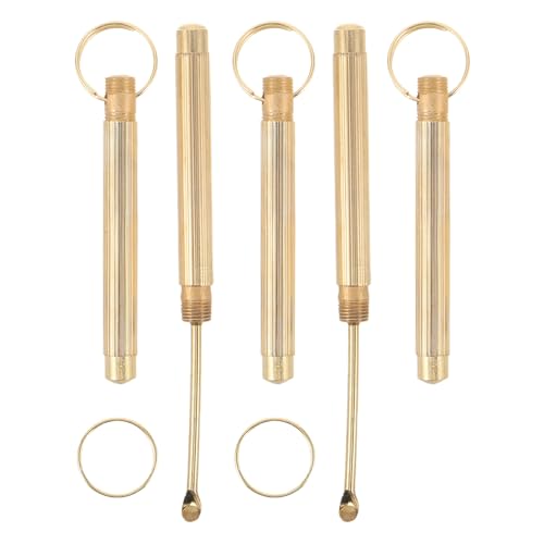 FIXOSHEE 5 Piezas De Limpiador De Oídos Portátil De Bolsillo Cuchara Para Quitar Cerumen Palillo Japonés Para Quitar Cerumen Mini Cuchara Palillo Metálico Dorado