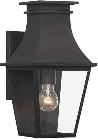 Minka Lavery 7991-66 Gloucester Clear Glass Outdoor Wall Mount Lantern, 1-Light 60 Watt, 15" H x 8" W, Sand Coal