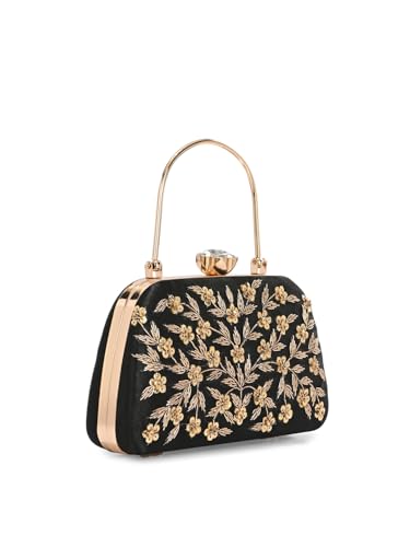 Image of TOOBA Handicraft Women's Beautiful Bling Box Clutch Bag | Evening Bag, Bridal Purse & Party Handbag | Wedding & Special Occasion Clutch (Small Boat)