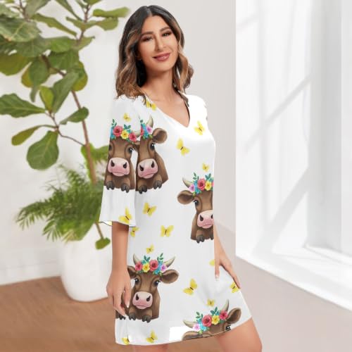 Robe en mousseline de soie au drapé luxueux motif vache chic