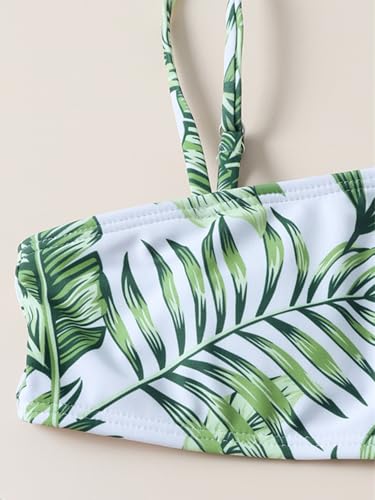 Girl's 2 Piece Bikini Set Tropical Print Bathing Suit High Waist Swimwear3
