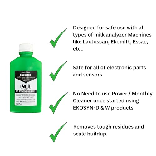 Image of Milk analyzer cleaning solution 200 ml each (pack of 3 : 3 Daily) | Gaurenteed results | Safe for All parts of Machine | For All Analyser machines - Ekomilk, Akashganga, Essae, Lactoscan.