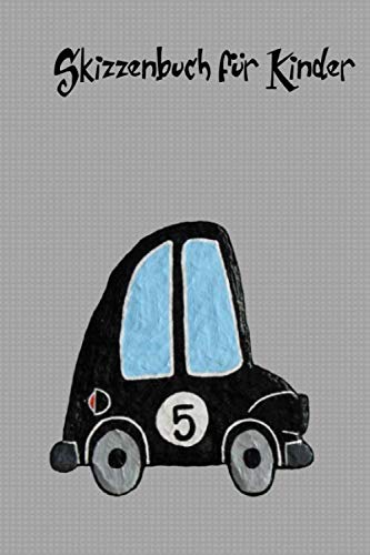  Skizzenbuch oder Zeichenheft für Kinder mit 110 Seiten und einem schwarzen Auto auf dem Cover: Im handlichen Format 6x9 inch, um es überall hin mitnehmen zu können.