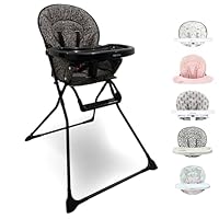 My Babiie MBHC1 Compact Highchair – Ultra Lightweight (5kg), Foldable, Easy Clean, Padded Seat, Footrest, Tray Cup Holder, for Toddler, from 6 Months to 3 Years (15kg) – Black Leopard