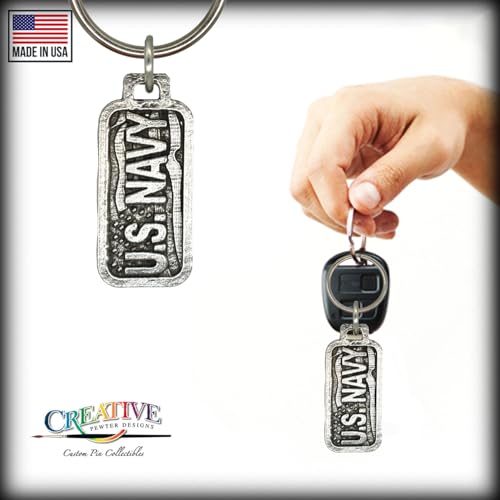 US Navy Keychain, A1006KC, 1 3/4”, Pewter, 100% Handmade in the USA, Patriotic, Military, Armed Service, Sailor, United States Navy, Metal, Keychain, Key Chain, Key Ring, Over 100 Keychain designs3