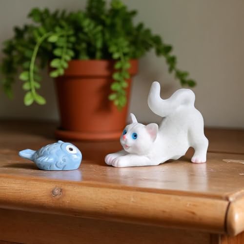 Image of ZWIK Miniature Cat Set for Home Decor | Car Dashboard Decoration | Unique Couple Gifts | Office Desk Showpieces |Cat Lover Resin Figurines Items|(Pack of 4)